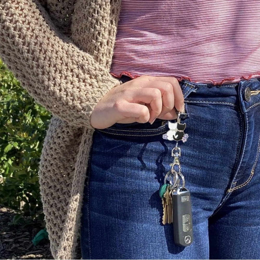 Finders Key Purse - Black and White Kitty